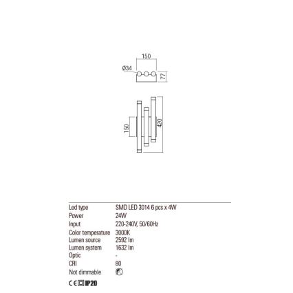 Redo 01-2036 - Applique murale MADISON 6xLED/4W/230V doré