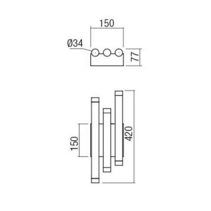 Redo 01-2038 - Applique murale MADISON 6xLED/4W/230V noir