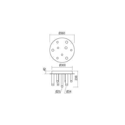 Redo 01-2041 - Plafonnier MADISON 9xLED/4W/230V noir