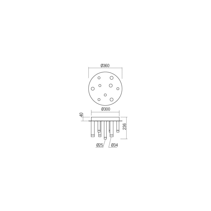 Redo 01-2041 - Plafonnier MADISON 9xLED/4W/230V noir
