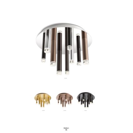 Redo 01-2042 - Plafonnier MADISON 9xLED/4W/230V chrome brillant/noir/cuivre