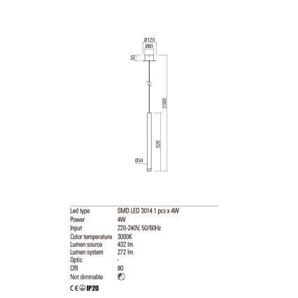 Redo 01-2043 - Suspension filaire MADISON LED/4W/230V doré