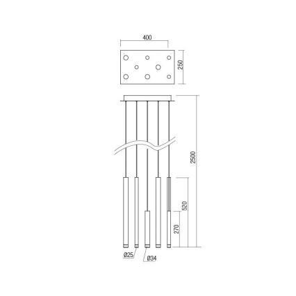 Redo 01-2047 - Suspension filaire MADISON 8xLED/4W/230V cuivre