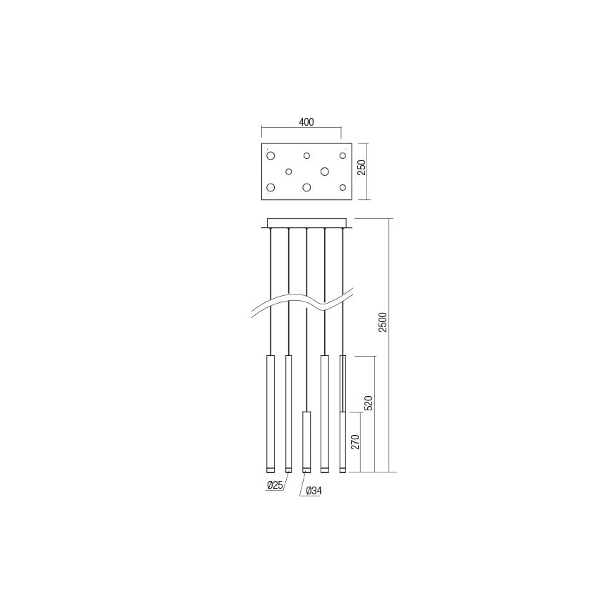 Redo 01-2048 - Suspension filaire MADISON 8xLED/4W/230V noir