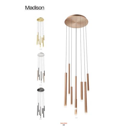 Redo 01-2050 - Suspension filaire MADISON 8xLED/4W/230V doré