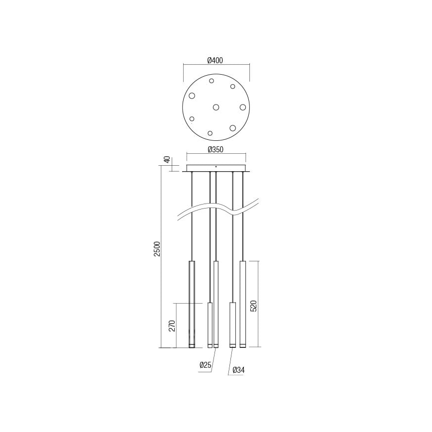 Redo 01-2052 - Suspension filaire MADISON 8xLED/4W/230V noir