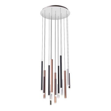 Redo 01-2061 - Suspension filaire MADISON 16xLED/4W/230V chrome brillant/noir/cuivre