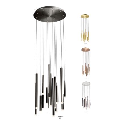 Redo 01-2061 - Suspension filaire MADISON 16xLED/4W/230V chrome brillant/noir/cuivre