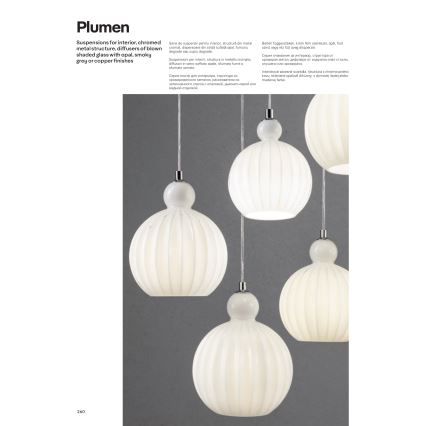 Redo 01-2068 - Suspension filaire PLUMEN 6xE14/42W/230V blanc