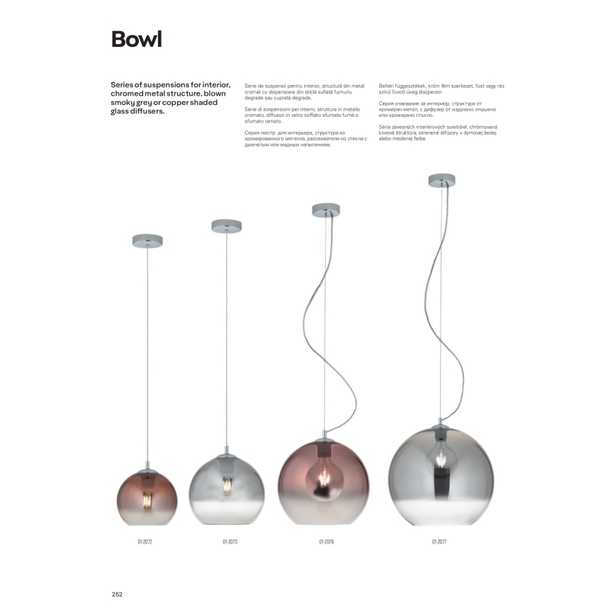 Redo 01-2076 - Suspension filaire BOWL 1xE27/42W/230V d. 30 cm cuivre