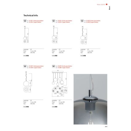 Redo 01-2076 - Suspension filaire BOWL 1xE27/42W/230V d. 30 cm cuivre