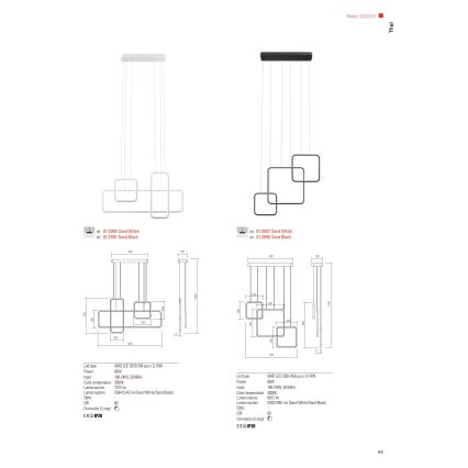 Redo 01-2097 - Suspension filaire à intensité variable LED THAI LED/66W/230V 3000K blanc