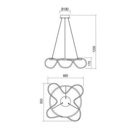 Redo 01-2110 - Suspension filaire à intensité variable LED CORRAL LED/40W/230V 3000K doré