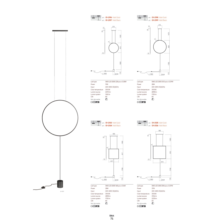 Redo 01-2134 - Lampadaire SLICK LED/28W/230V noir
