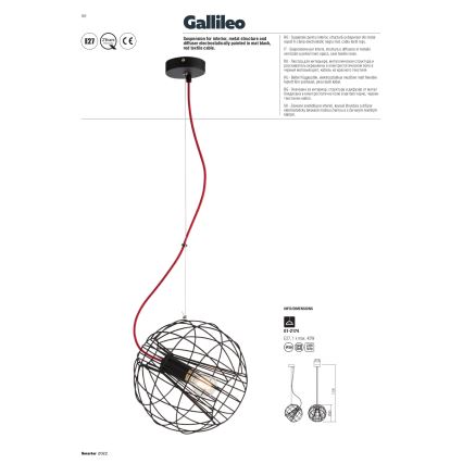 Redo 01-2174 - Suspension filaire GALLILEO 1xE27/42W/230V