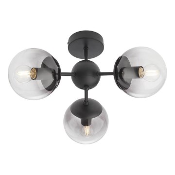 Redo 01-2176 - Lustre sur tige SEMIA 3xE14/28W/230V noir/fumé