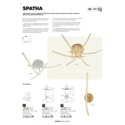 Redo 01-2185 - Plafonnier SPATHA 3xLED/6W/230V 3000K doré