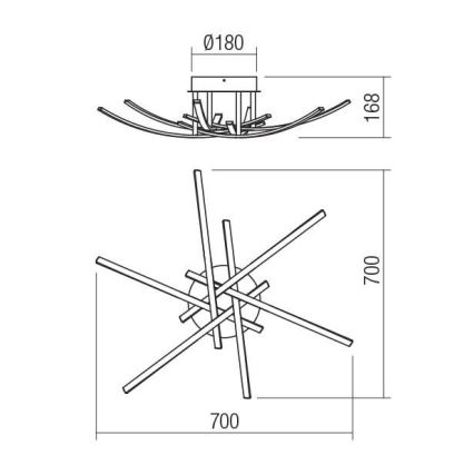 Redo 01-2187 - Plafonnier SPATHA 6xLED/6W/230V 3000K doré