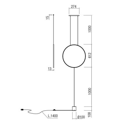 Redo 01-2197 - Lampadaire SLICK LED/19W/230V noir