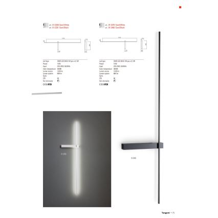 Redo 01-2200 - Applique murale LED TANGENT LED/14W/230V blanche