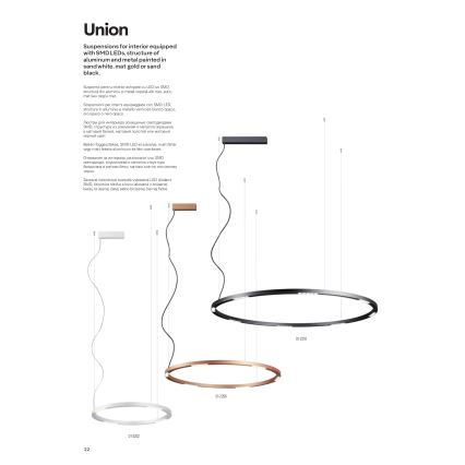Redo 01-2208 - Suspension filaire UNION LED/68W/230V CRI 90 3000K d. 120 cm blanc