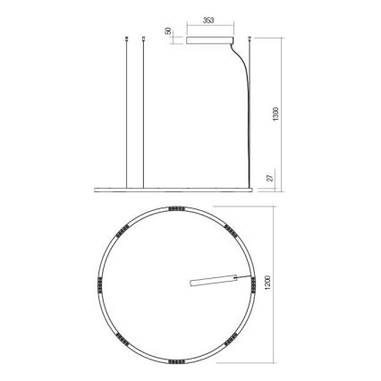 Redo 01-2208 - Suspension filaire UNION LED/68W/230V CRI 90 3000K d. 120 cm blanc