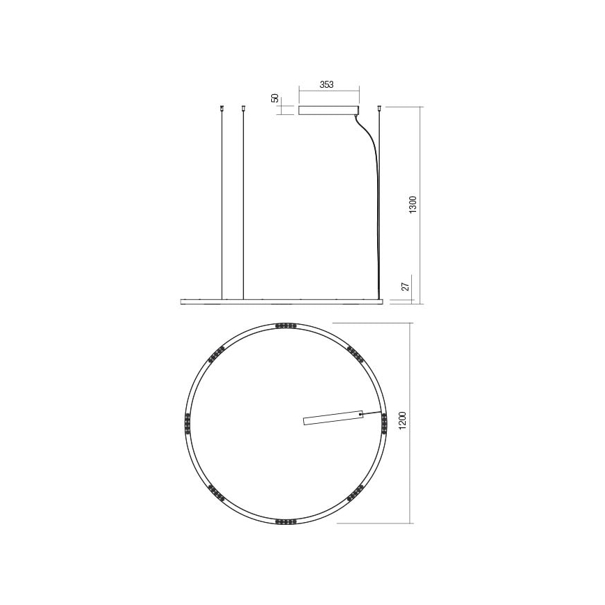 Redo 01-2208 - Suspension filaire UNION LED/68W/230V CRI 90 3000K d. 120 cm blanc
