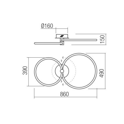 Redo 01-2223 - Plafonnier LED à intensité variable SPELL LED/43W/230V 3000K blanc