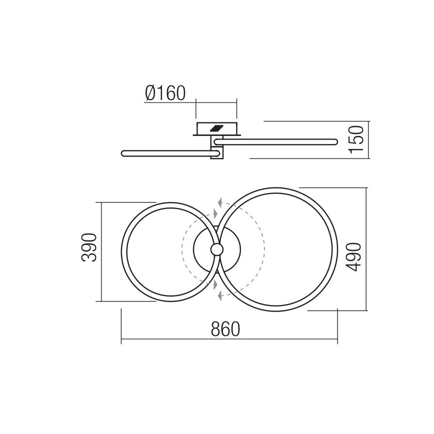 Redo 01-2223 - Plafonnier LED à intensité variable SPELL LED/43W/230V 3000K blanc
