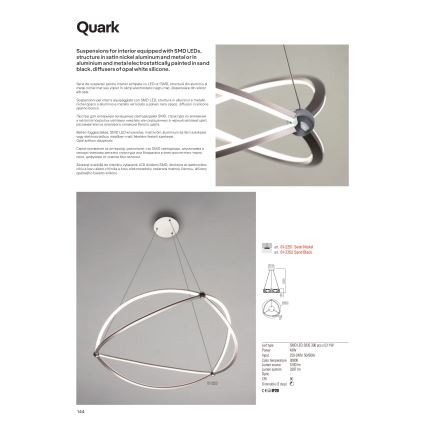 Redo 01-2251 - Suspension filaire à intensité variable QUARK LED/43W/230V 3000K d. 60 cm chrome