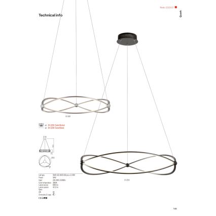 Redo 01-2251 - Suspension filaire à intensité variable QUARK LED/43W/230V 3000K d. 60 cm chrome