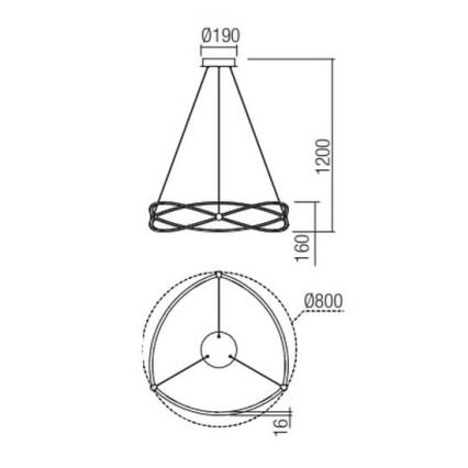 Redo 01-2254 - Suspension filaire à intensité variable QUARK LED/54W/230V 3000K d. 80 cm noir