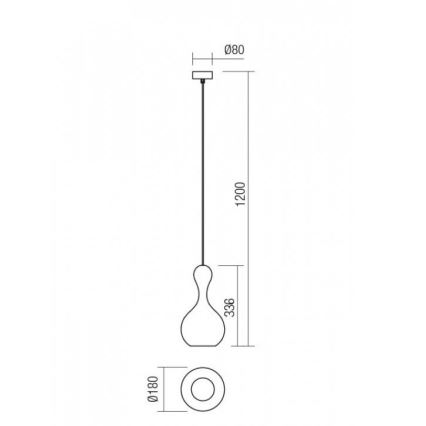 Redo 01-2256 - Suspension filaire LOB 1xE27/42W/230V d. 18 cm gris