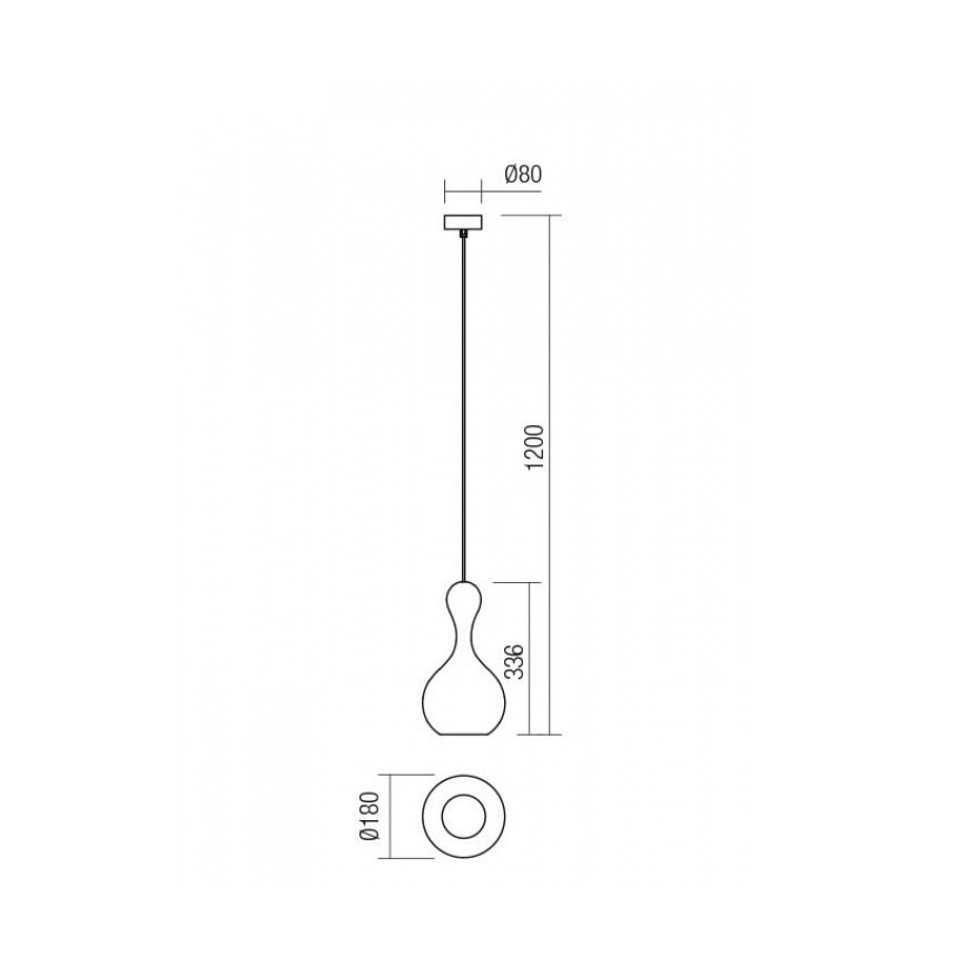 Redo 01-2257 - Suspension filaire LOB 1xE27/42W/230V d. 18 cm cuivre