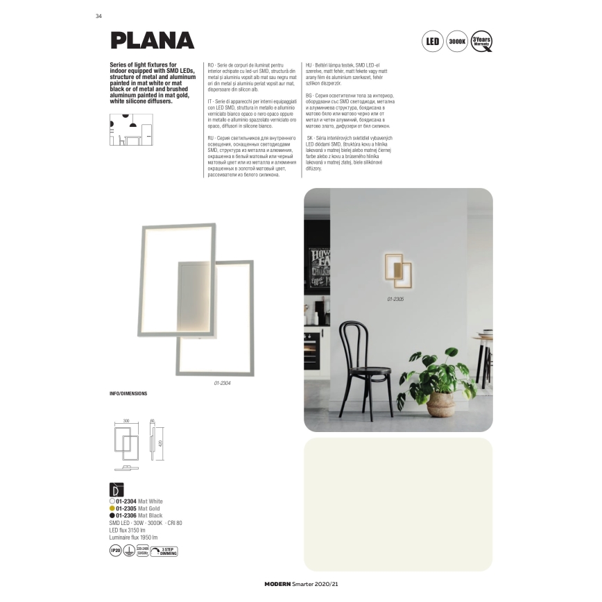 Redo 01-2316 - Suspension LED dimmable sur câble PLANA LED/80W/230V blanche
