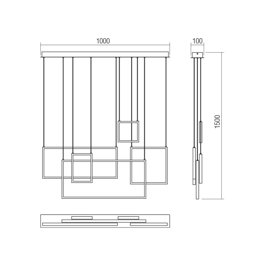 Redo 01-2318 - Suspension filaire à intensité variable PLANA LED/80W/230V noir