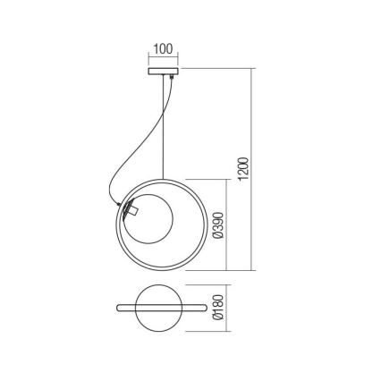 Redo 01-2322 - Suspension filaire KLEIDI 1xE27/42W/230V d. 39 cm noir