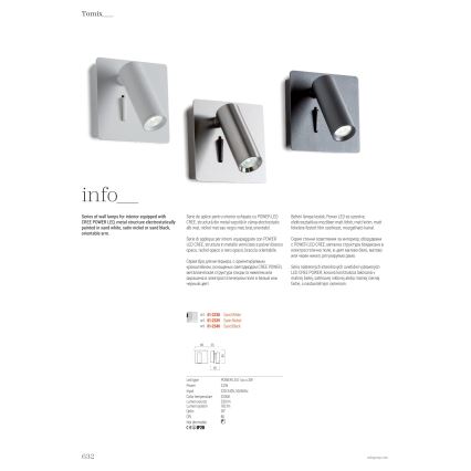 Redo 01-2340 - Spot mural TOMIX LED/3,2W/230V noir