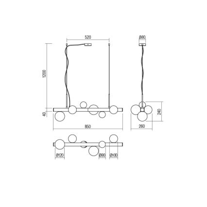 Redo 01-2374 - Suspension filaire GOJI 6xG9/28W/230V doré