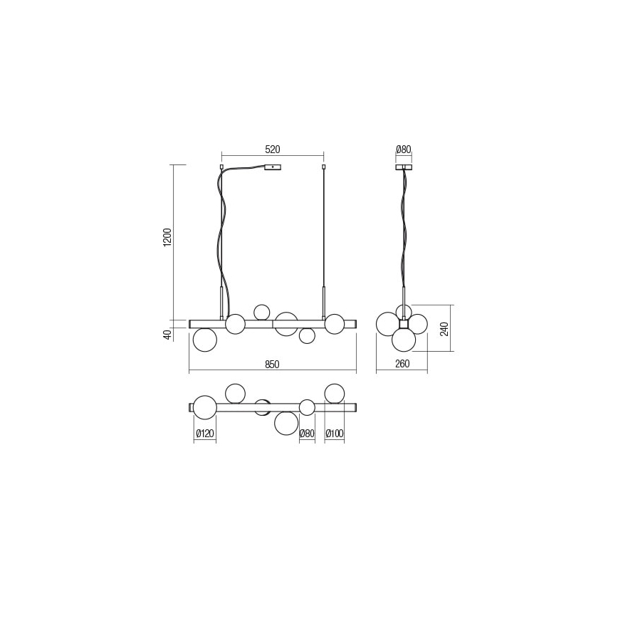 Redo 01-2374 - Suspension filaire GOJI 6xG9/28W/230V doré