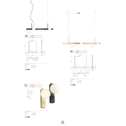 Redo 01-2376 - Suspension filaire GOJI 8xG9/28W/230V doré