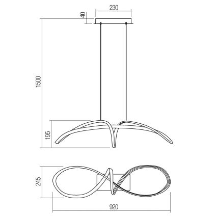 Redo 01-2454 - Suspension filaire LED LAMON LED/57W/230V doré