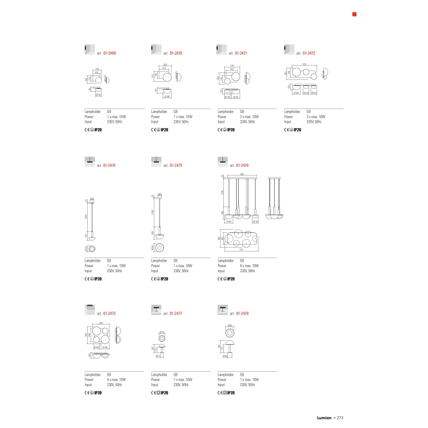 Redo 01-2469 - Applique murale LUMIEN 1xG9/10W/230V doré/blanc