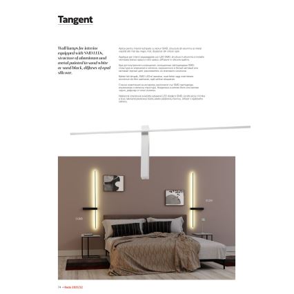 Redo 01-2479 - Applique murale LED TANGENT 14 W / 230 V, 3000 K, 125,4 cm, blanche