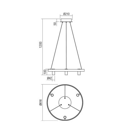 Redo 01-2490 - Suspension filaire SUMMIT LED/38W/230V CRI 90 d. 61,6 cm doré