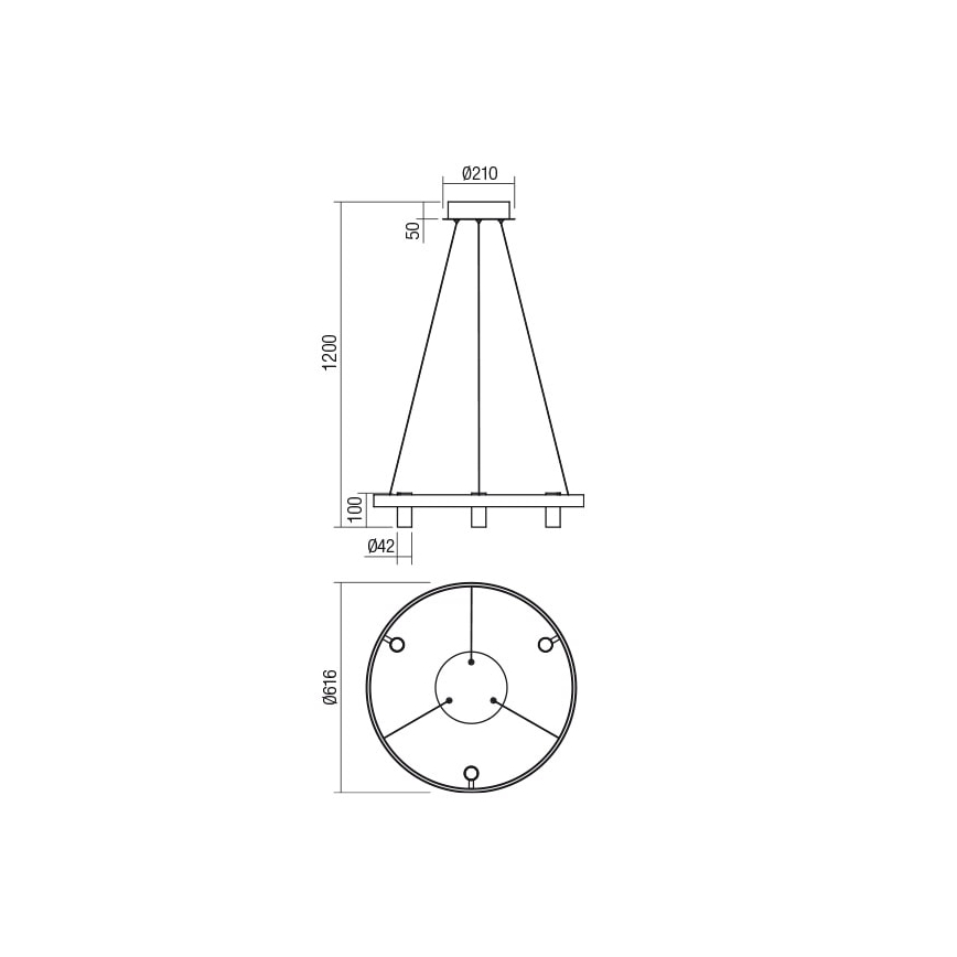 Redo 01-2490 - Suspension filaire SUMMIT LED/38W/230V CRI 90 d. 61,6 cm doré