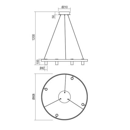 Redo 01-2492 - Suspension filaire SUMMIT LED/53,5W/230V CRI 90 d. 80,8 cm doré