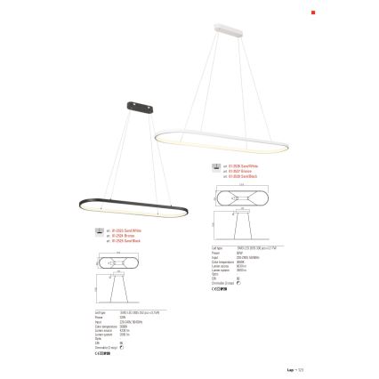 Redo 01-2523 - Suspension filaire à intensité variable LAP LED/32W/230V CRI 90 blanc