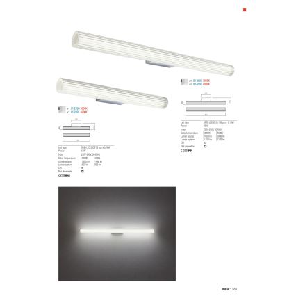 Redo 01-2592 - Éclairage LED pour miroir de salle de bains RIGAL LED/18W/230V 3000K 91 cm IRC 90 IP44 chrome brillant/blanc