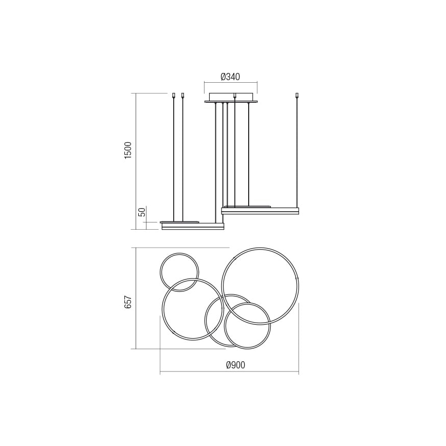 Redo 01-2606 - Suspension filaire à intensité variable SIGUA LED/99W/230V CRI 90 3000K doré